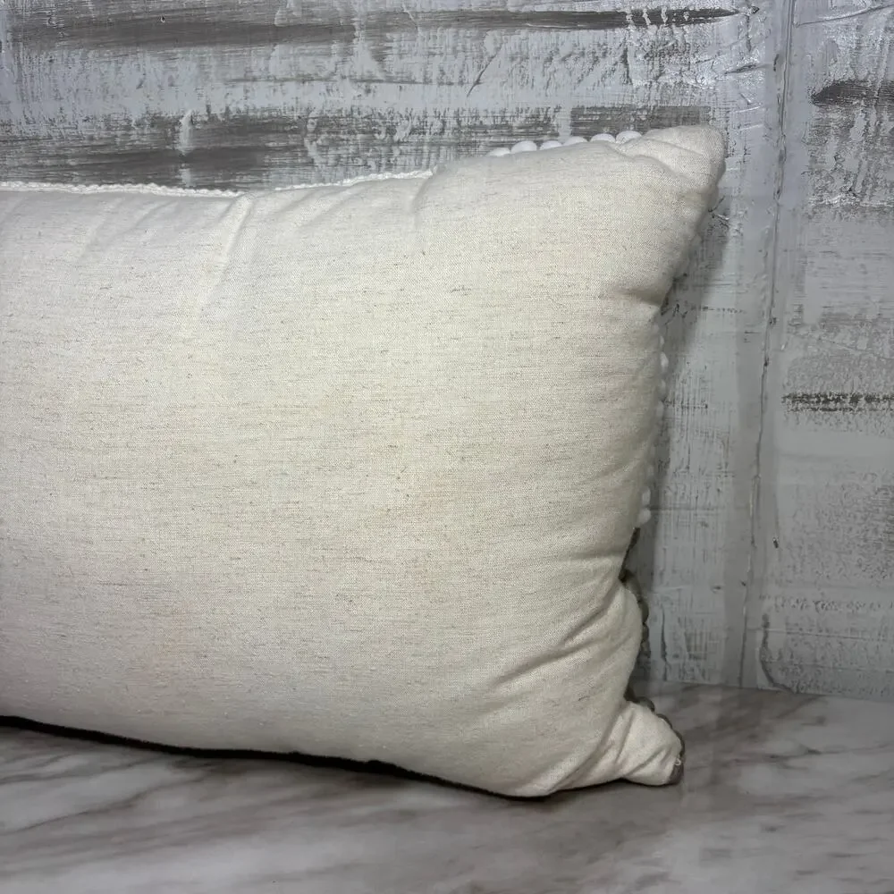 Hand Embroidered Wool Geometric Textured Throw Pillow